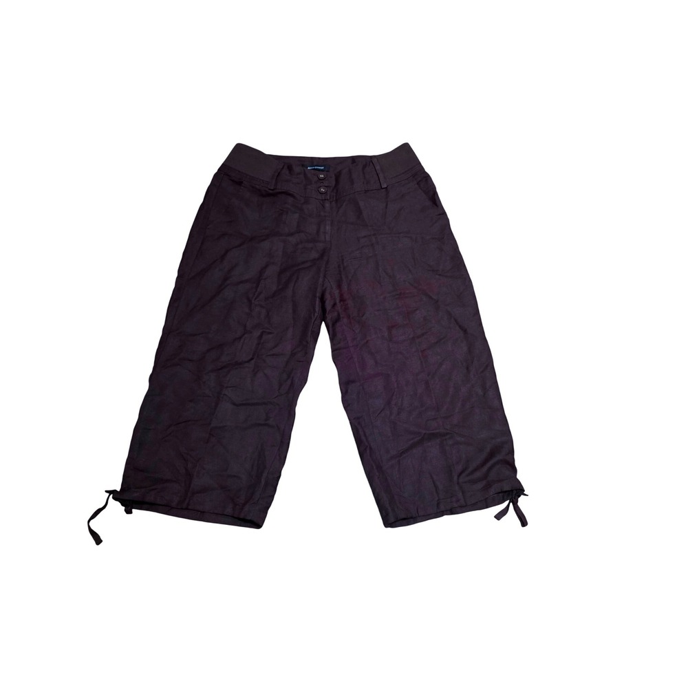 Ashley Stewart Crop Capri Pant Womens 14W‎ Plus Brown Pockets Tie Hem  A5
